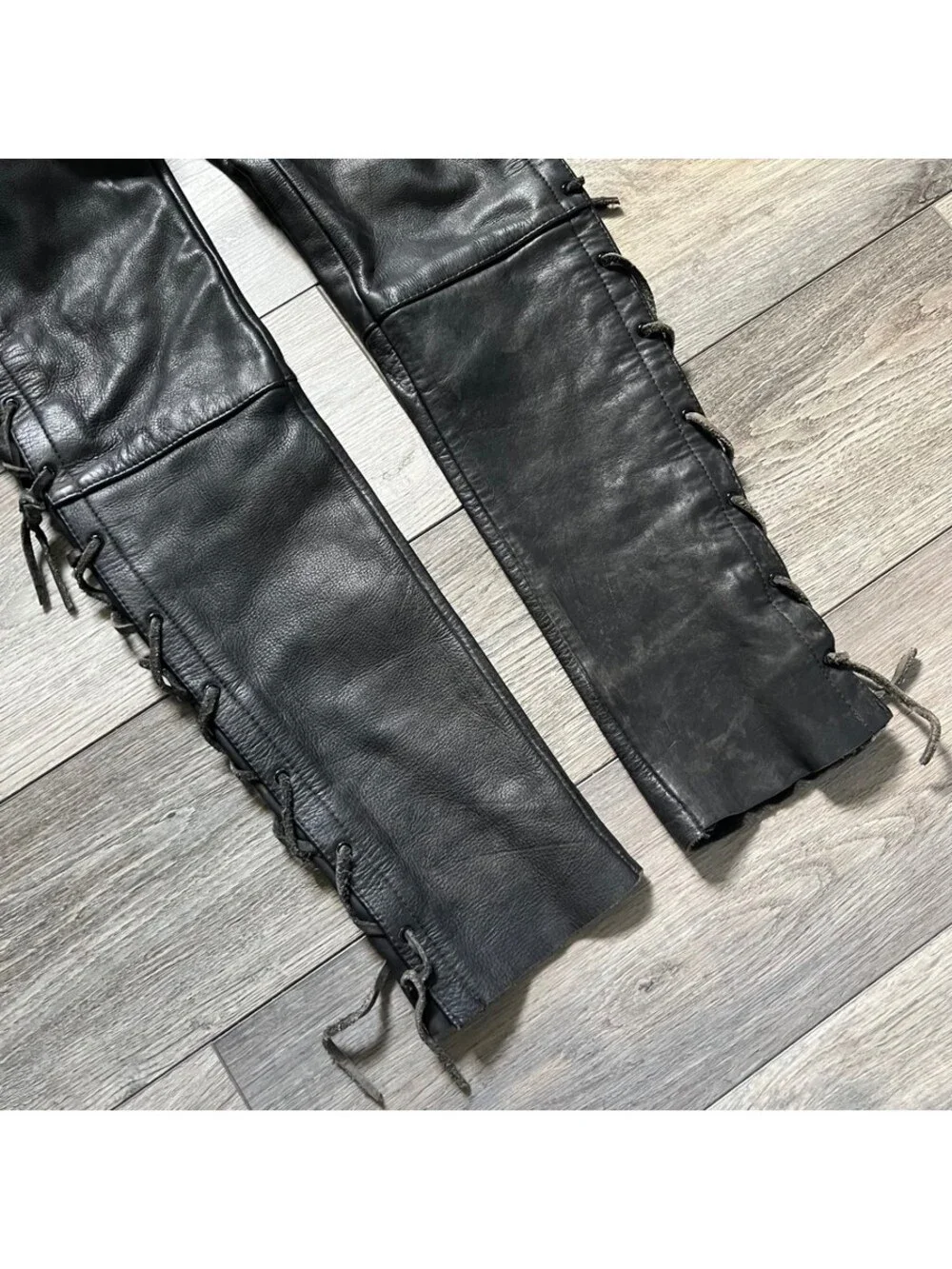 Vintage Harley-Davidson Women's 8 Leather Lace Up Motorcycle Pants Black